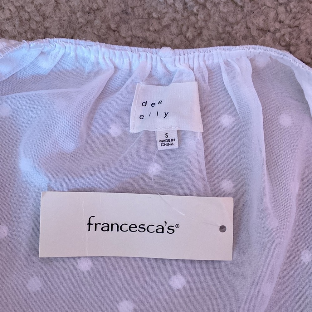 White Wrap Ruffled Peplum Blouse Short Sleeve - Picture 4 of 4
